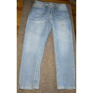 Reba Jeans Size 10Blue Denim Embellished Inseam 27 Inches Embroidery and Studs